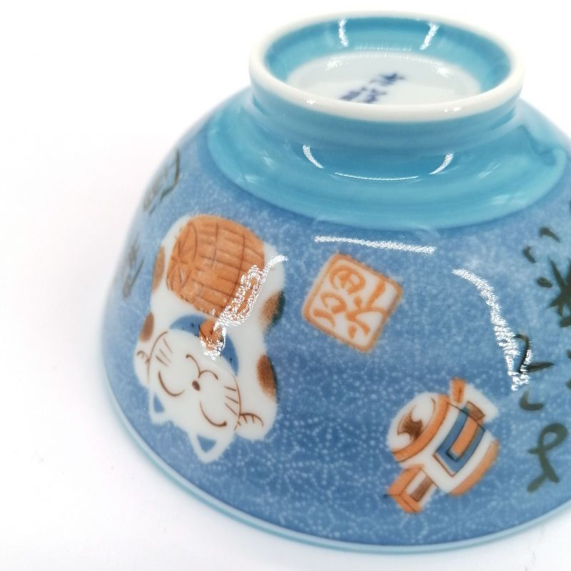 Japanese blue cat ceramic bowl - AO NEKO