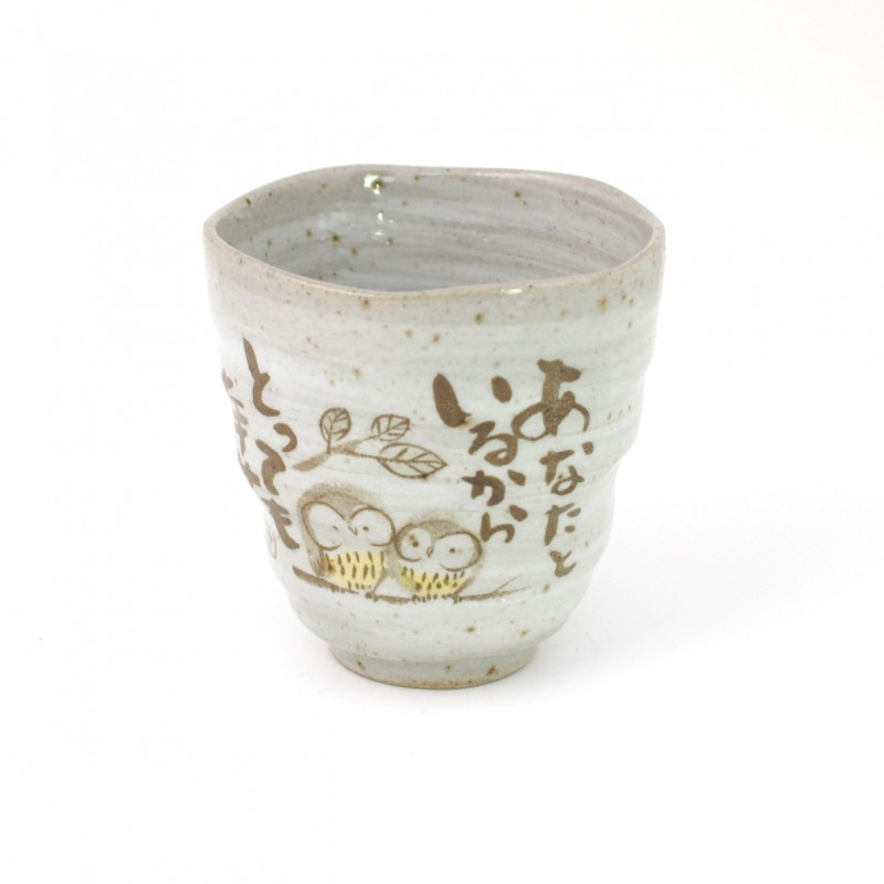 tasse japonaise à thé en céramique hibou