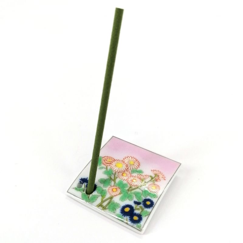 Porta incenso in porcellana giapponese - SHIGURE - Piccoli crisantemi