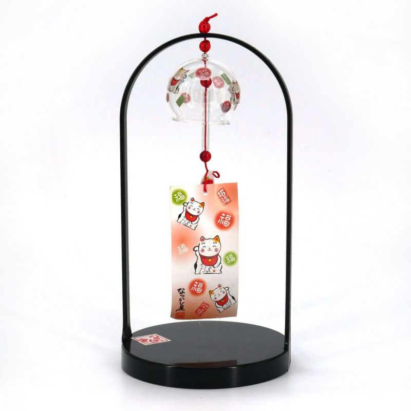 Campana de viento de vidrio de pared Fûrin, patrón de gatos, MANEKINEKO, 5 cm