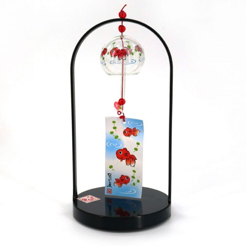 Campana de viento de pie Fûrin con motivo de peces de colores en vidrio, KINGYO, 5 cm