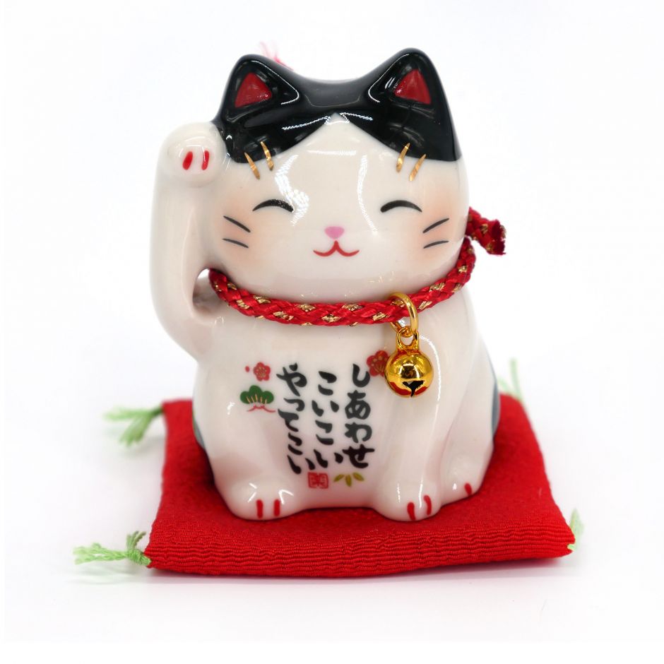 TONGMAN Chat porte-bonheur japonais de 17,8 cm - Chat porte-bonheur  japonais en céramique (chat porte-bonheur avec bras agitant) – Pour salon