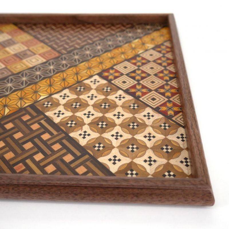 Quadratisches Tablett, YOSEGI, traditionelles Hakone-Inlay