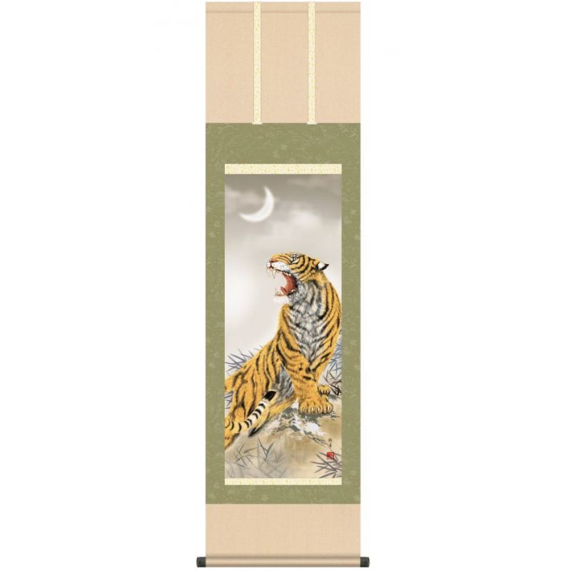 Japanese Kakemono Kakejiku, Moonlight Tiger - TORA