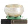 Tibetan infinity knot bowl and its handcrafted storage pouch, 7.5 cm