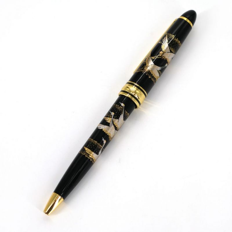 Ballpoint pen, black, in case, TSURU 133mm cranes