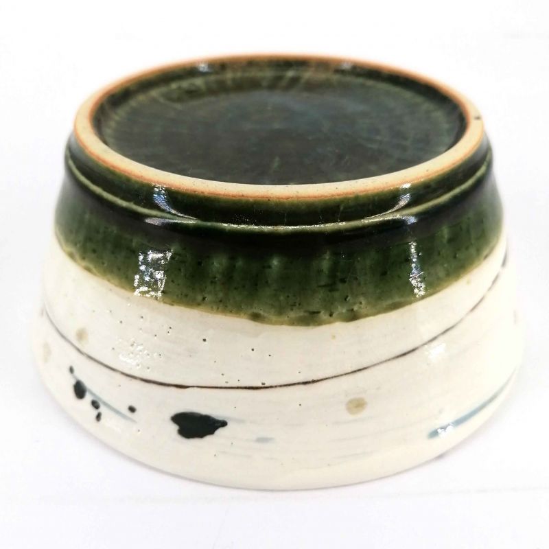 Cuenco de arroz japonés de cerámica, beige y verde - ORIBE