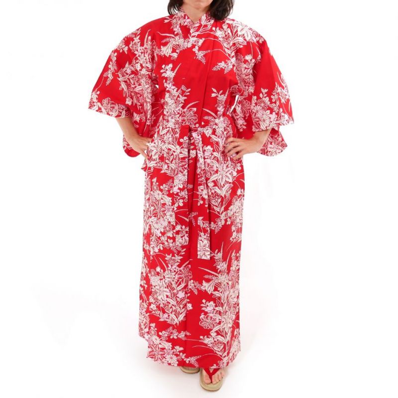 Japanese traditional white cotton yukata kimono japanese plum for ladies