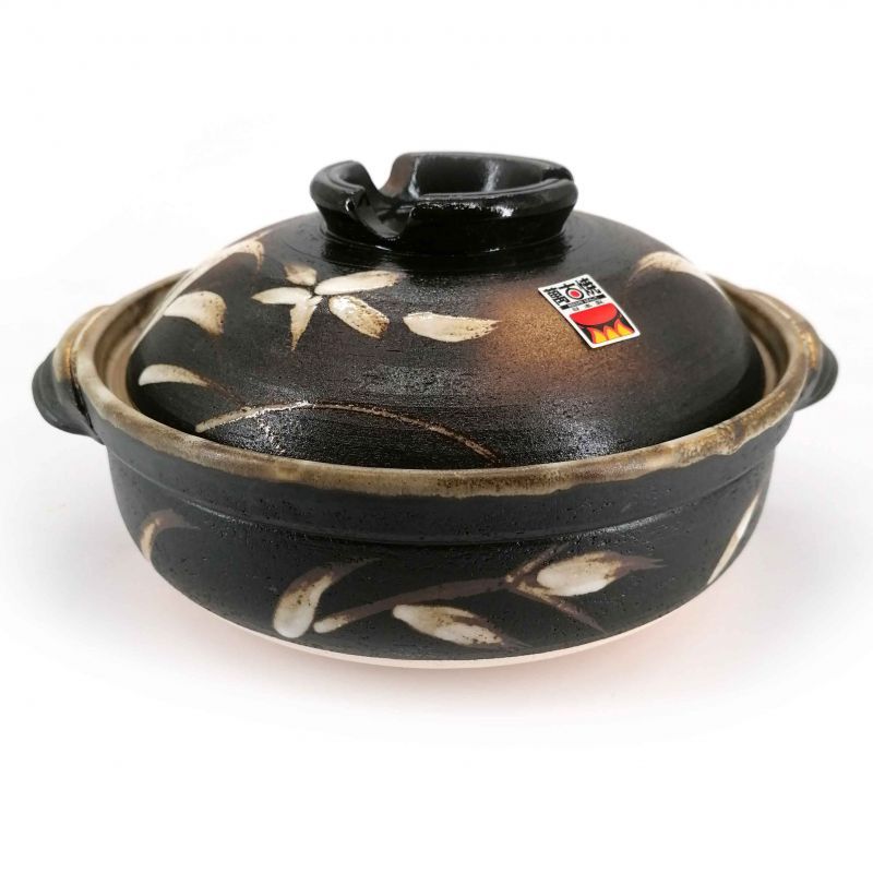 Maceta donabe de cerámica marrón y blanca - MIGAKIMASU