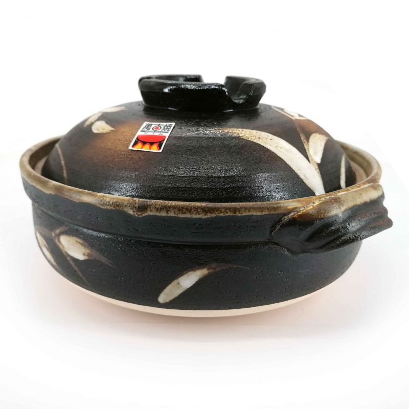 Maceta donabe de cerámica marrón y blanca - MIGAKIMASU
