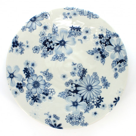 assiette japonaise de taille moyenne ronde motifs fleurs FLOWER