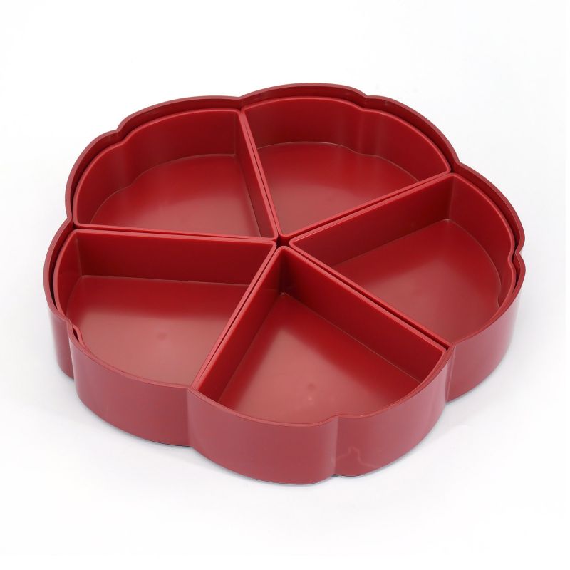Boîte à repas compartimentée rouge motif carpes koï - NISHIKIKOI - 23cm