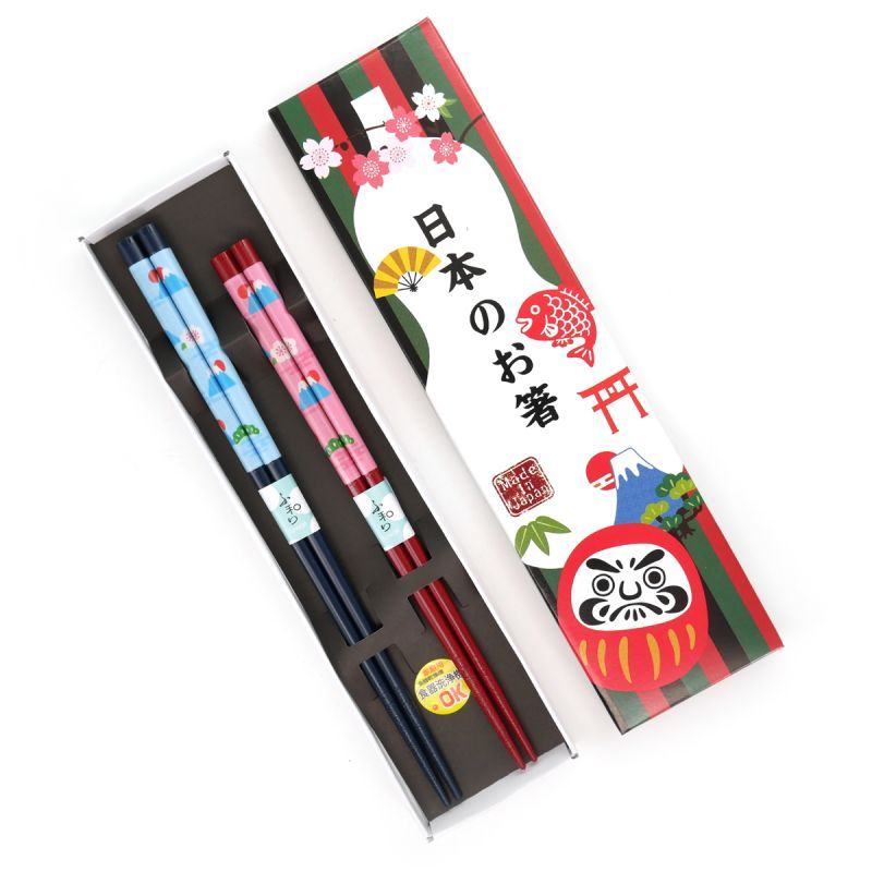 Set de palillos rojos japoneses TOMUSONBAKO SHICHI FUKUDARUMA