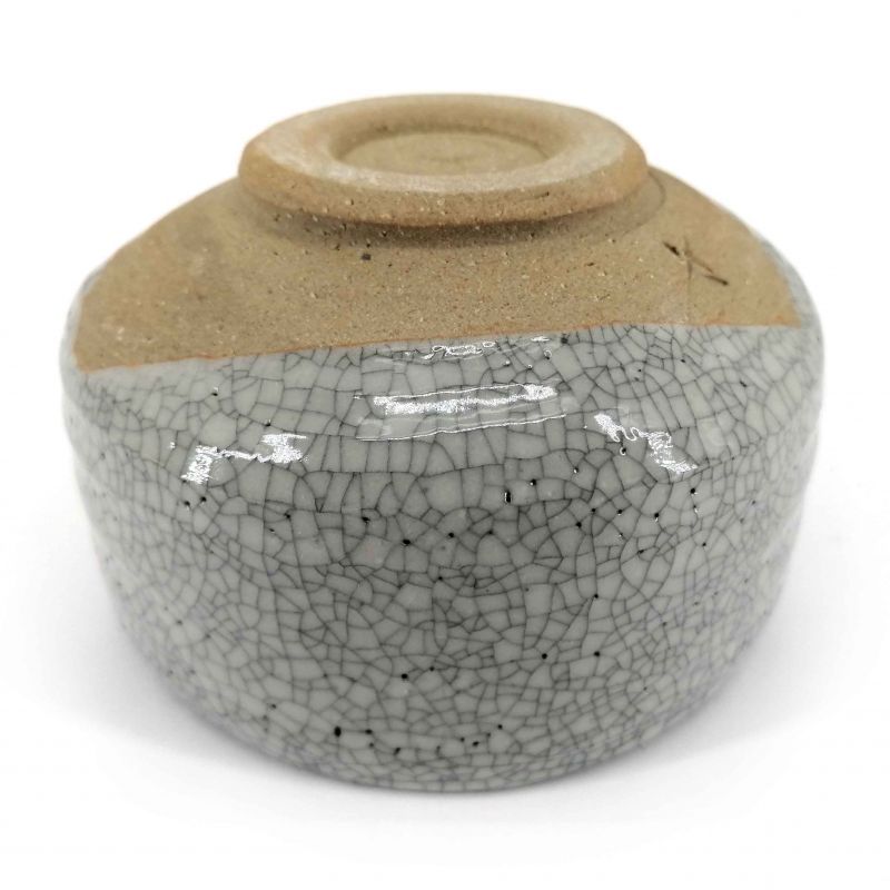 Cuenco de cerámica para ceremonia del té, esmalte gris craquelado - WARETA