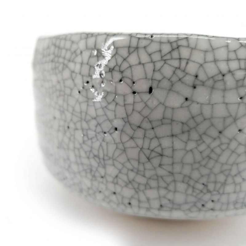 Ceramic bowl for tea ceremony, crackle enamel gray - WARETA