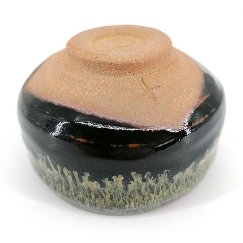 Ciotola in ceramica per cerimonia del tè, vernice infusa nera, verde - CHUNYU
