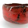 Ceramic bowl for tea ceremony, red and black, silver reflection - RANDAMU