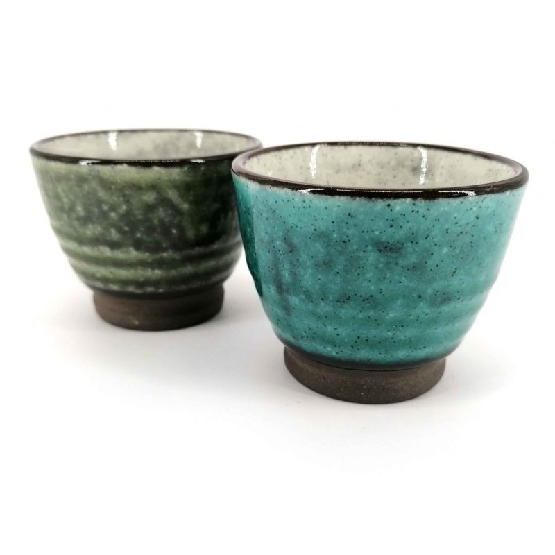 Duo di tazze da tè in ceramica, grigio blu e verde - NACHURARU