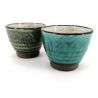 Duo aus Keramik-Teetassen, grau, blau und grün - NACHURARU