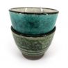 Dúo de tazas de té de cerámica, azul grisáceo y verde - NACHURARU