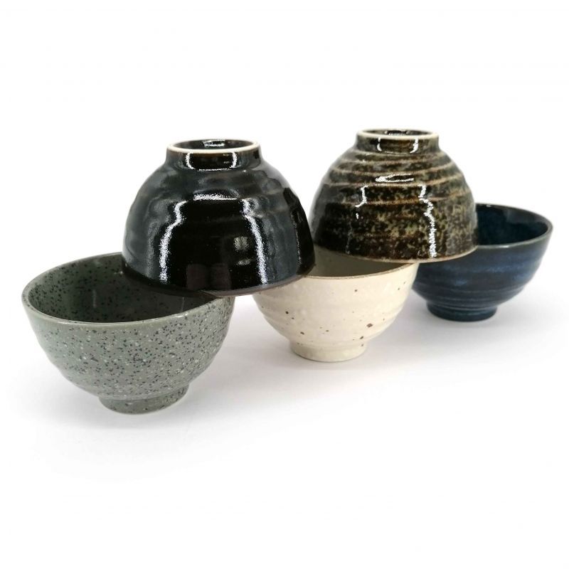 Set mit 5 japanischen Keramik-Teetassen, einfarbig - MUJI