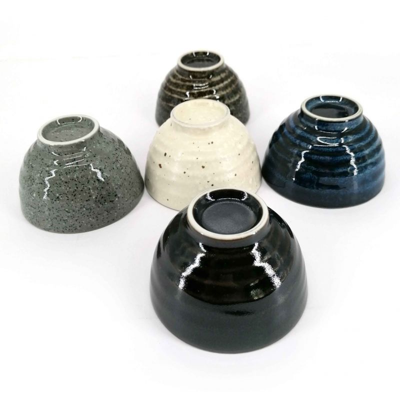 Set mit 5 japanischen Keramik-Teetassen, einfarbig - MUJI