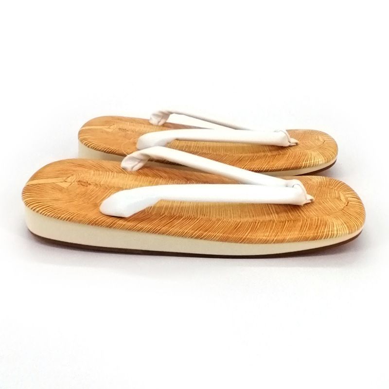 Paio di sandali zori giapponesi in gomma antiscivolo, SHIRO, bianchi