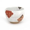 White Japanese tea cup with red flower patterns - AKA HANA