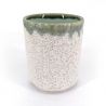 Japanese ceramic tea cup, beige, green infused paint - FUKISOKU