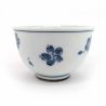 Tasse à thé japonaise en céramique, blanc à fleurs bleues - HANA