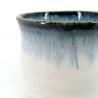 Tasse à thé japonaise en céramique, blanc, bordure bleue - KYOKAI