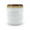 Tazza da tè in ceramica giapponese, bordo bianco, sfumature marroni - KYOKAI