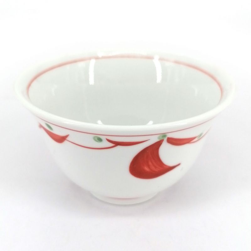 Taza de té de cerámica japonesa, lunares blancos, rojos y verdes - POINTU