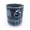 Japanese ceramic tea cup, white with traditional blue patterns - DENTO-TEKINA