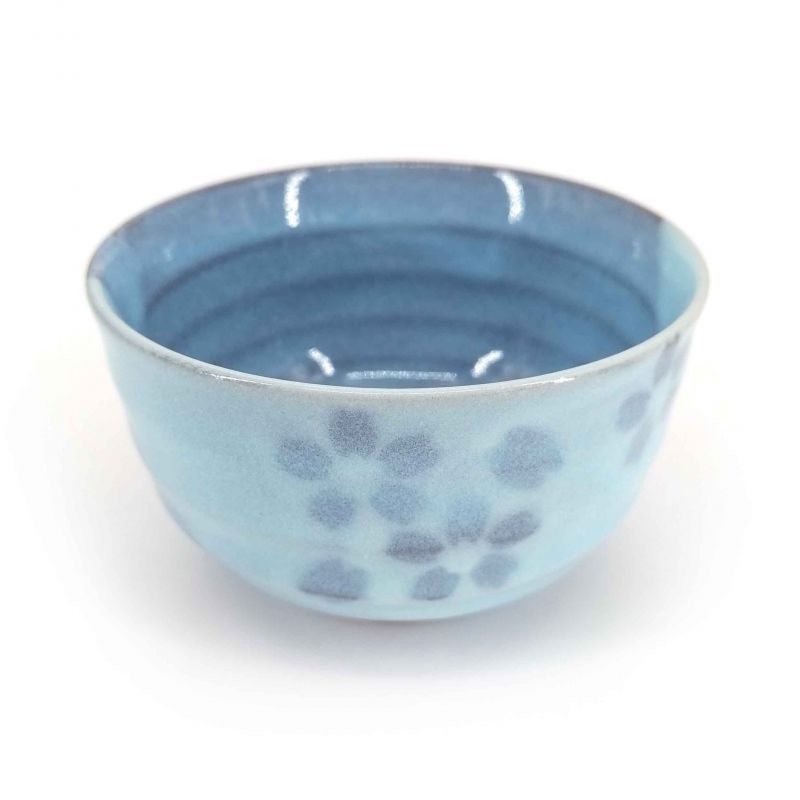 Tasse à thé japonaise en céramique, bleu clair et fleurs - BURUFURAWA