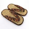 Paire de sandales japonaises zori en jonc de mer, KARAKUSA, marron