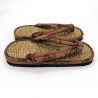 Pair of Japanese zori sandals in seagrass, FUJIN RAIJIN, brown