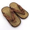 Paar japanische Zori-Sandalen aus Seegras, FUJIN RAIJIN, Braun