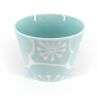 Japanische Keramik-Teetasse, blau und weiß - UME
