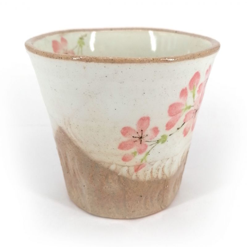 Japanische ausgestellte Keramik-Teetasse, beige und braun - SAKURA