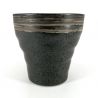 Japanese flared ceramic tea cup, black brown lines - GYO