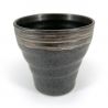 Japanische ausgestellte Keramik-Teetasse, schwarz braune Linien - GYO