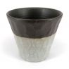 Japanese ceramic tea cup, brown and gray, raw edge - FUKISOKU