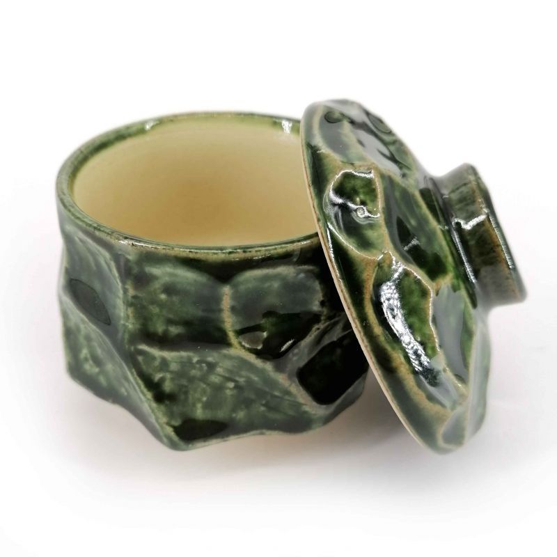 Tazza giapponese con coperchio chawan mushi, verde, guscio di tartaruga - SHERU