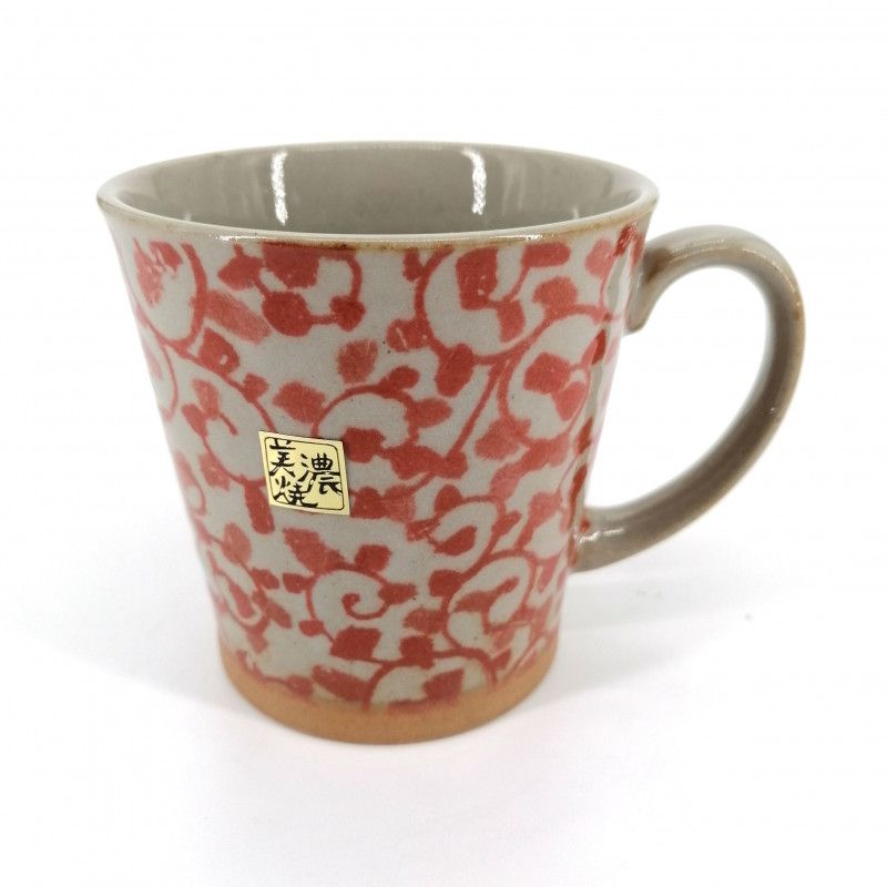 Japanese red ceramic mug - AKA KARAKUSA