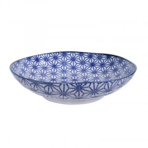 Plato de ramen japonés azul en cerámica, patrón de estrella - HOSHI MOYO