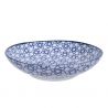 Japanese blue ceramic deep ramen plate - JIOMETORI