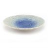 Round ceramic plate, blue and white, light pattern in the shape of a rose - BARA