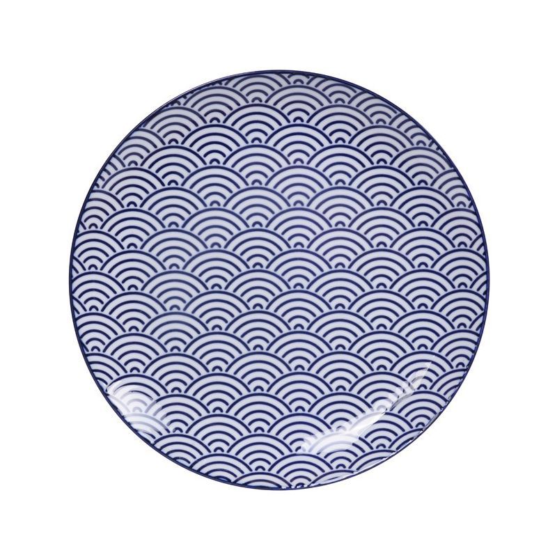 Japanische blaue Keramikplatte, Wellenmuster - NAMI MOYO