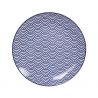 Japanese blue ceramic plate, wave pattern - NAMI MOYO